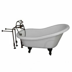 Barclay TKADTS67-WORB1 Isadora 67″ Acrylic Slipper Tub Kit In White – Oil Rubbed Bronze Accessories