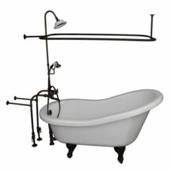 Barclay TKADTS67-WORB4 Isadora 67″ Acrylic Slipper Tub Kit In White – Oil Rubbed Bronze Accessories
