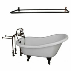 Barclay TKADTS67-WORB5 Isadora 67″ Acrylic Slipper Tub Kit In White – Oil Rubbed Bronze Accessories