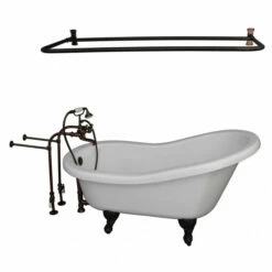 Barclay TKADTS67-WORB6 Isadora 67″ Acrylic Slipper Tub Kit In White – Oil Rubbed Bronze Accessories