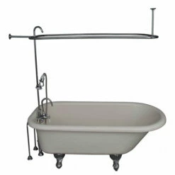 Barclay TKATR60-BCP2 Andover 60″ Acrylic Roll Top Tub Kit In Bisque – Polished Chrome Accessories