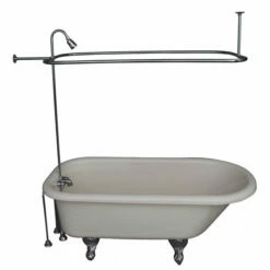 Barclay TKATR60-BCP3 Andover 60″ Acrylic Roll Top Tub Kit In Bisque – Polished Chrome Accessories