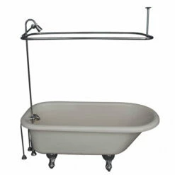 Barclay TKATR60-BCP5 Andover 60″ Acrylic Roll Top Tub Kit In Bisque – Polished Chrome Accessories