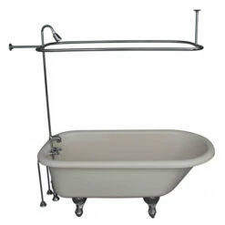 Barclay TKATR60-BCP6 Andover 60″ Acrylic Roll Top Tub Kit In Bisque – Polished Chrome Accessories