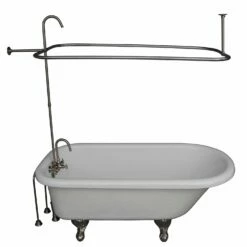Barclay TKATR60-WBN1 Andover 60″ Acrylic Roll Top Tub Kit In White – Brushed Nickel Accessories