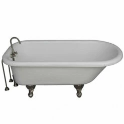 Barclay TKATR67-WBN4 Atlin 67″ Acrylic Roll Top Tub Kit In White – Brushed Nickel Accessories
