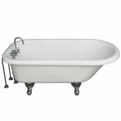 Barclay TKATR67-WCP10 Atlin 67″ Acrylic Roll Top Tub Kit In White – Polished Chrome Accessories