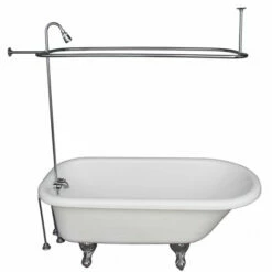 Barclay TKATR67-WCP3 Atlin 67″ Acrylic Roll Top Tub Kit In White – Polished Chrome Accessories