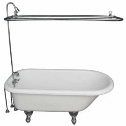 Barclay TKATR67-WCP4 Atlin 67″ Acrylic Roll Top Tub Kit In White – Polished Chrome Accessories