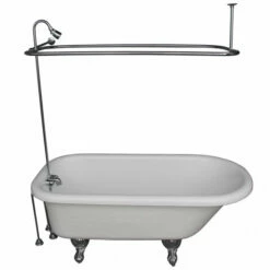 Barclay TKATR67-WCP5 Atlin 67″ Acrylic Roll Top Tub Kit In White – Polished Chrome Accessories