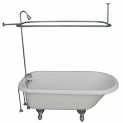 Barclay TKATR67-WCP6 Atlin 67″ Acrylic Roll Top Tub Kit In White – Polished Chrome Accessories