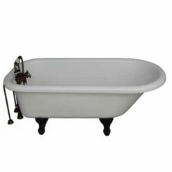 Barclay TKATR67-WORB2 Atlin 67″ Acrylic Roll Top Tub Kit In White – Oil Rubbed Bronze Accessories