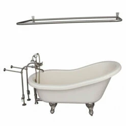 Barclay TKATS60-BBN6 Estelle 60″ Acrylic Slipper Tub Kit In Bisque – Brushed Nickel Accessories