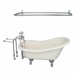 Barclay TKATS60-BCP5 Estelle 60″ Acrylic Slipper Tub Kit In Bisque – Polished Chrome Accessories