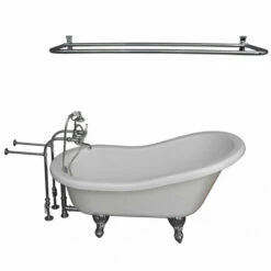 Barclay TKATS60-WCP6 Estelle 60″ Acrylic Slipper Tub Kit In White – Polished Chrome Accessories