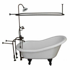 Barclay TKATS60-WORB3 Estelle 60″ Acrylic Slipper Tub Kit In White – Oil Rubbed Bronze Accessories
