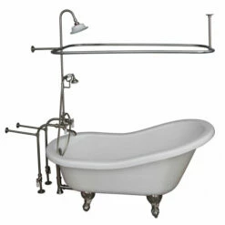 Barclay TKATS67-WBN3 Imogene 67″ Acrylic Slipper Tub Kit In White – Brushed Nickel Accessories