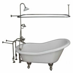 Barclay TKATS67-WBN4 Imogene 67″ Acrylic Slipper Tub Kit In White – Brushed Nickel Accessories
