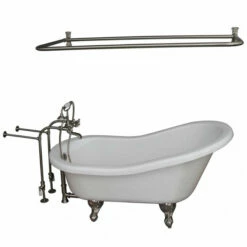 Barclay TKATS67-WBN6 Imogene 67″ Acrylic Slipper Tub Kit In White – Brushed Nickel Accessories