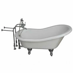 Barclay TKATS67-WCP2 Imogene 67″ Acrylic Slipper Tub Kit In White – Polished Chrome Accessories