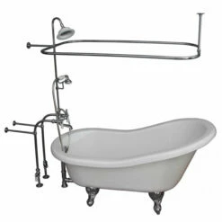 Barclay TKATS67-WCP3 Imogene 67″ Acrylic Slipper Tub Kit In White – Polished Chrome Accessories