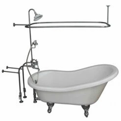 Barclay TKATS67-WCP4 Imogene 67″ Acrylic Slipper Tub Kit In White – Polished Chrome Accessories