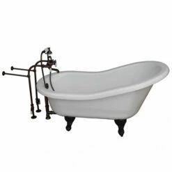 Barclay TKATS67-WORB1 Imogene 67″ Acrylic Slipper Tub Kit In White – Oil Rubbed Bronze