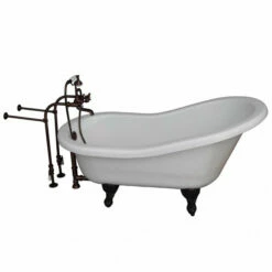 Barclay TKATS67-WORB2 Imogene 67″ Acrylic Slipper Tub Kit In White – Oil Rubbed Bronze