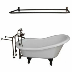 Barclay TKATS67-WORB6 Imogene 67″ Acrylic Slipper Tub Kit In White – Oil Rubbed Bronze