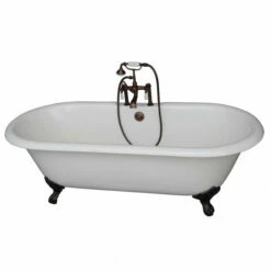 Barclay Duet 67″ Cast Iron Double Roll Top Clawfoot Tub Kit -Hansgrohe Shop TKCTDRH ORB1 635x635 1