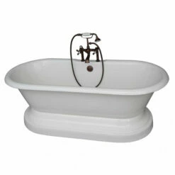 Barclay Columbus 61″ Cast Iron Double Roll Top Tub Kit -Hansgrohe Shop TKCTDRH61B ORB2 635x635 1
