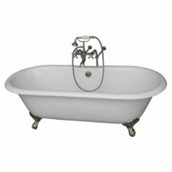 Barclay Columbus 61″ Cast Iron Double Roll Top Clawfoot Tub Kit -Hansgrohe Shop TKCTDRN61 SN2 635x635 1