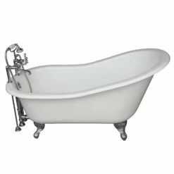 Barclay TKCTSH60-CP2 Griffin 61″ Cast Iron Slipper Premium Tub Kit With Polished Chrome Accessories
