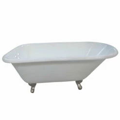 Kingston Brass Aqua Eden 54" Cast Iron Roll Top Clawfoot Tub With 3-3/8" Tub Wall Drillings - VCT3D543019NT -Hansgrohe Shop VCT3D543019NT8