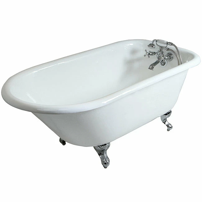 Kingston Brass Aqua Eden 60" Cast Iron Roll Top Clawfoot Freestanding Tub With 3-3/8" Wall Drillings- VCT3D603019NT 2 Kingston Brass Aqua Eden 60" Cast Iron Roll Top Clawfoot Freestanding Tub With 3-3/8" Wall Drillings- VCT3D603019NT - Image 2