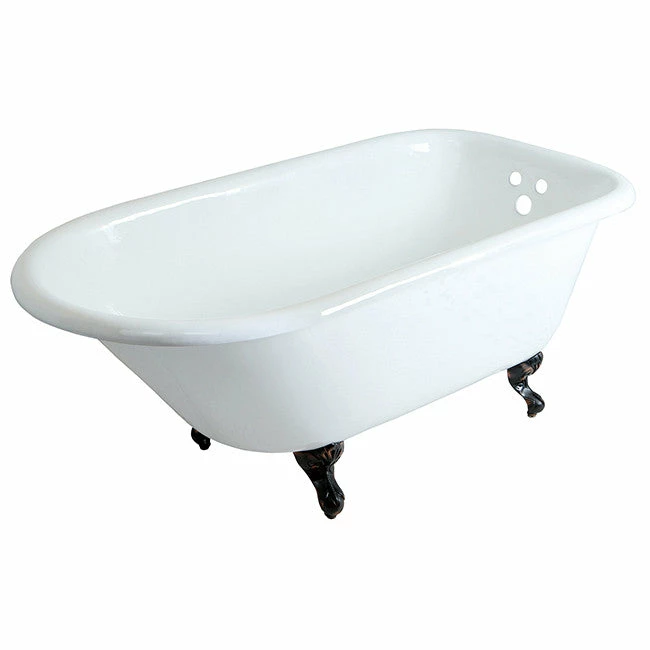 Kingston Brass Aqua Eden 60" Cast Iron Roll Top Clawfoot Freestanding Tub With 3-3/8" Wall Drillings- VCT3D603019NT 6 Kingston Brass Aqua Eden 60" Cast Iron Roll Top Clawfoot Freestanding Tub With 3-3/8" Wall Drillings- VCT3D603019NT - Image 6