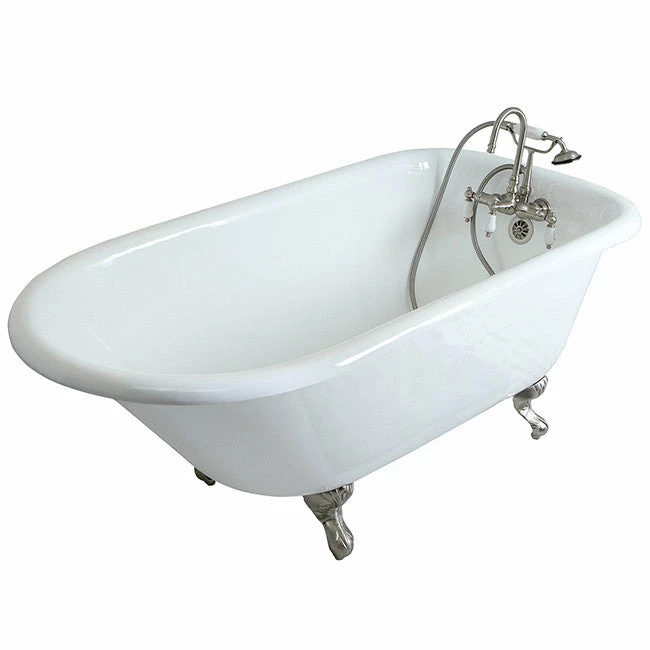 Kingston Brass Aqua Eden 60" Cast Iron Roll Top Clawfoot Freestanding Tub With 3-3/8" Wall Drillings- VCT3D603019NT 11 Kingston Brass Aqua Eden 60" Cast Iron Roll Top Clawfoot Freestanding Tub With 3-3/8" Wall Drillings- VCT3D603019NT - Image 11