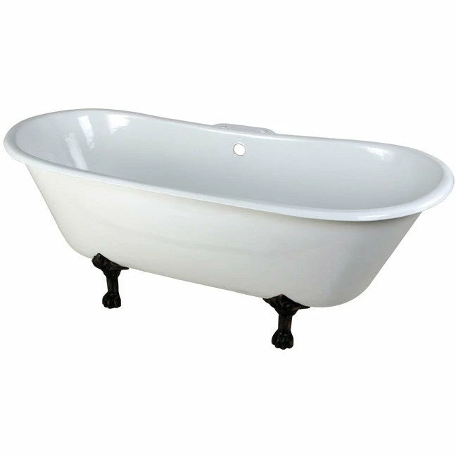 Kingston Brass Aqua Eden 67" Cast Iron Double Slipper Clawfoot Freestanding Bathtub 4 Kingston Brass Aqua Eden 67" Cast Iron Double Slipper Clawfoot Freestanding Bathtub - Image 4