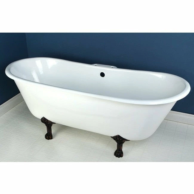 Kingston Brass Aqua Eden 67" Cast Iron Double Slipper Clawfoot Freestanding Bathtub 5 Kingston Brass Aqua Eden 67" Cast Iron Double Slipper Clawfoot Freestanding Bathtub - Image 5