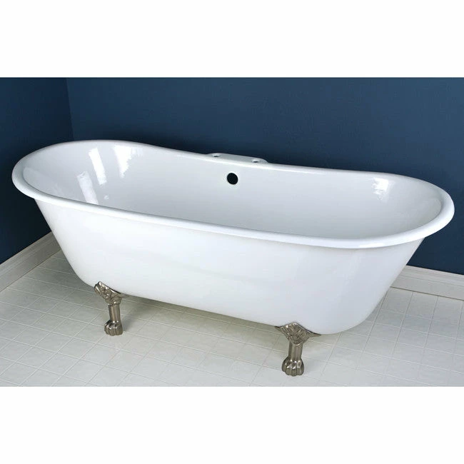 Kingston Brass Aqua Eden 67" Cast Iron Double Slipper Clawfoot Freestanding Bathtub 8 Kingston Brass Aqua Eden 67" Cast Iron Double Slipper Clawfoot Freestanding Bathtub - Image 8