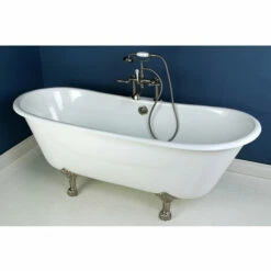 Kingston Brass Aqua Eden 67" Cast Iron Double Slipper Clawfoot Freestanding Bathtub 17 Kingston Brass Aqua Eden 67" Cast Iron Double Slipper Clawfoot Freestanding Bathtub -Hansgrohe Shop VCT7D6728NH8 CS1
