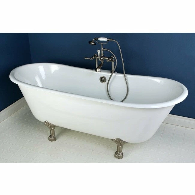 Kingston Brass Aqua Eden 67" Cast Iron Double Slipper Clawfoot Freestanding Bathtub 9 Kingston Brass Aqua Eden 67" Cast Iron Double Slipper Clawfoot Freestanding Bathtub - Image 9