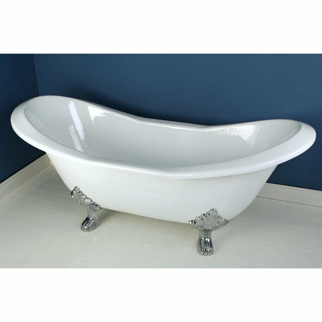 Kingston Brass Aqua Eden 72" Cast Iron Double Slipper Clawfoot Freestanding Bathtub 1 Kingston Brass Aqua Eden 72" Cast Iron Double Slipper Clawfoot Freestanding Bathtub