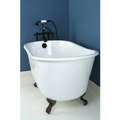 Kingston Brass Aqua Eden 53" Cast Iron Slipper Clawfoot Bathtub - VCTND5328NT -Hansgrohe Shop VCTND5328NT5 CS1