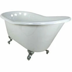 Kingston Brass Aqua Eden 60" Cast Iron Slipper Clawfoot Freestanding Bathtub