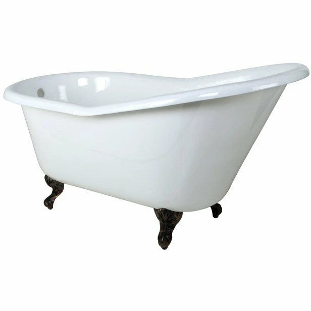 Kingston Brass Aqua Eden 60" Cast Iron Slipper Clawfoot Freestanding Bathtub 4 Kingston Brass Aqua Eden 60" Cast Iron Slipper Clawfoot Freestanding Bathtub - Image 4