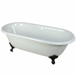 Kingston Brass Aqua Eden 66" Cast Iron Double Ended Clawfoot Bathtub - VCTND663013NB