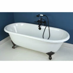 Kingston Brass Aqua Eden 66" Cast Iron Double Ended Clawfoot Bathtub - VCTND663013NB -Hansgrohe Shop VCTND663013NB5 CS1 58eaec46 ec9e 4b40 bfb2 0ed22308aede
