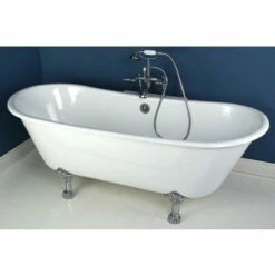 Kingston Brass Aqua Eden 67" Cast Iron Double Slipper Clawfoot Freestanding Bathtub 11 Kingston Brass Aqua Eden 67" Cast Iron Double Slipper Clawfoot Freestanding Bathtub -Hansgrohe Shop VCTND6728NH1 CS1