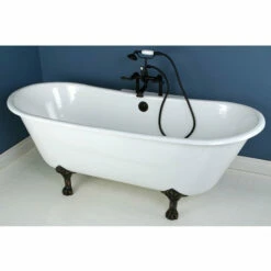Kingston Brass Aqua Eden 67" Cast Iron Double Slipper Clawfoot Freestanding Bathtub 14 Kingston Brass Aqua Eden 67" Cast Iron Double Slipper Clawfoot Freestanding Bathtub -Hansgrohe Shop VCTND6728NH5 CS1